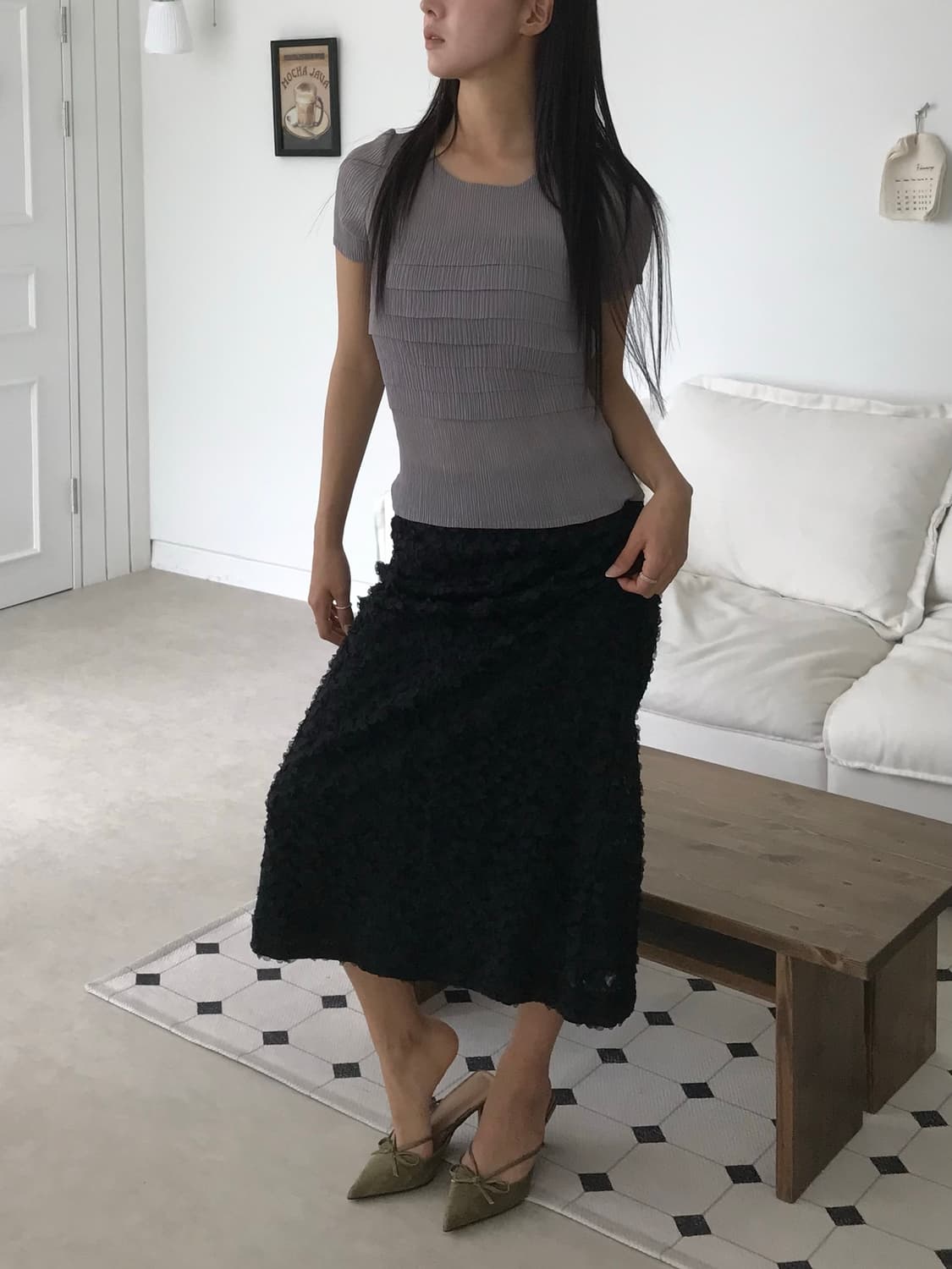 Gray Pleated Layer Top 상품이미지4