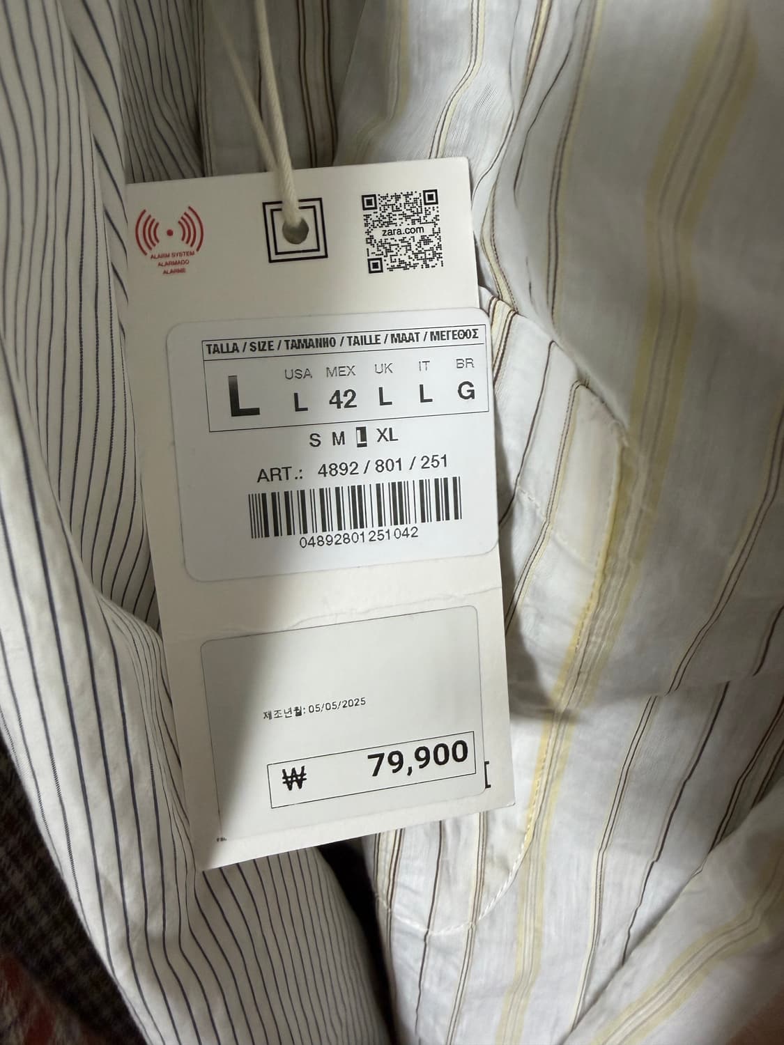 자라 Contrast stripe shirt white L 상품이미지3