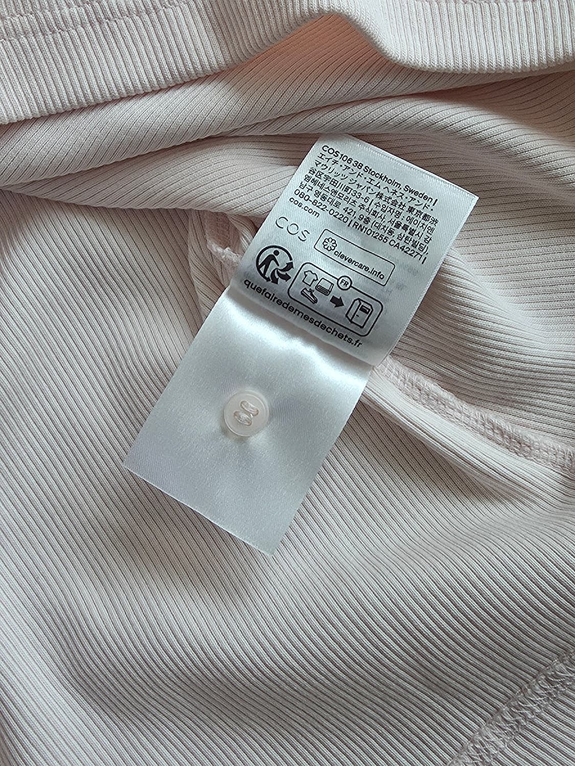 COS 코스 헨리넥 딸기우유 골지 반팔 상품이미지6