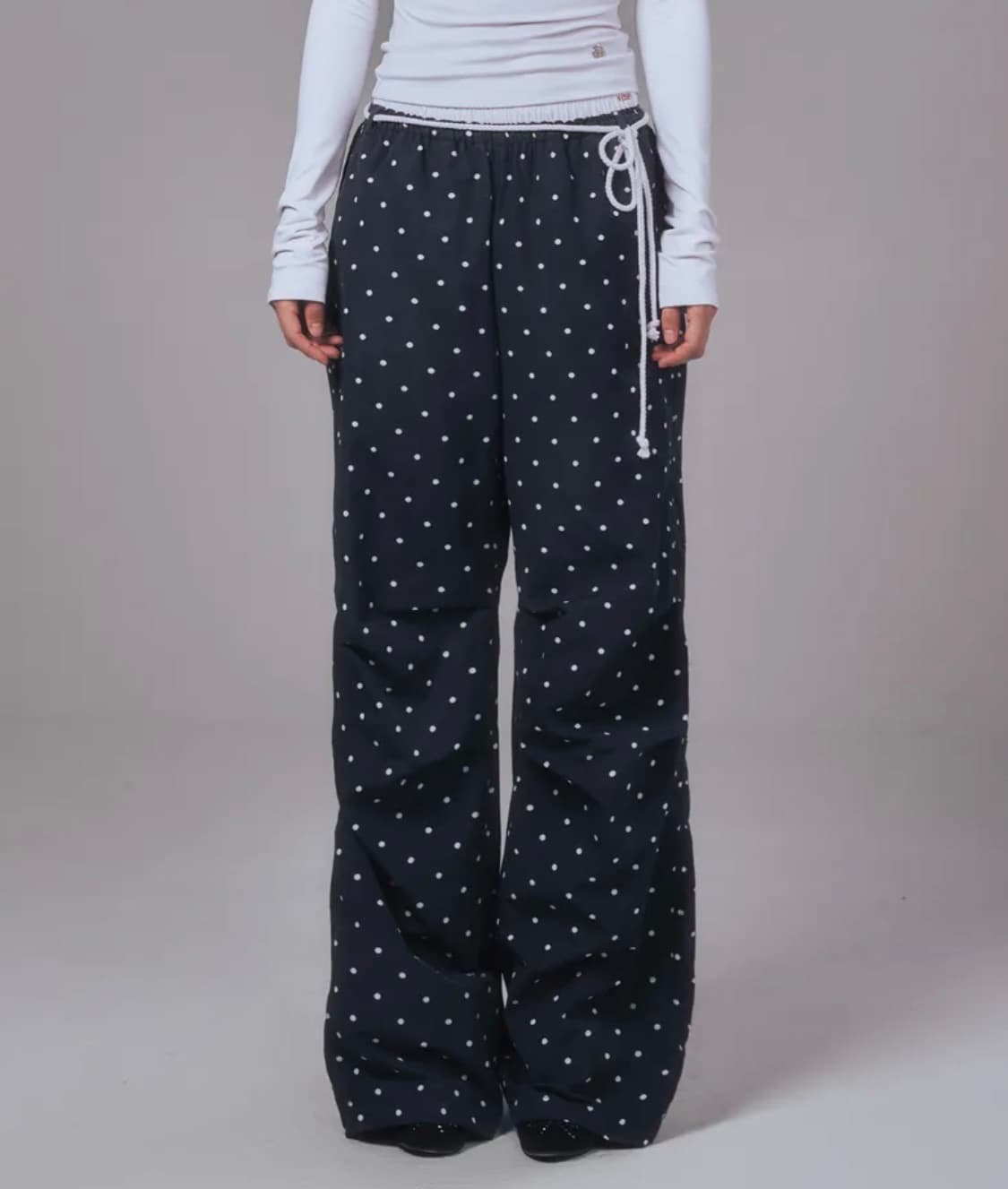 유희 코튼 레이어드 밴딩 와이드 팬츠 도트 COTTON LAYERED 상품이미지1