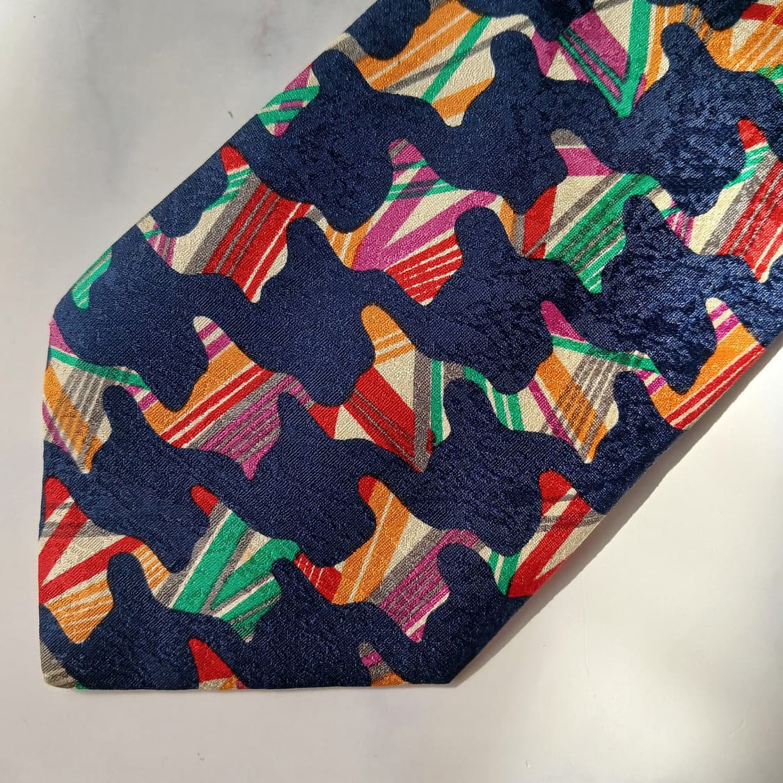 크리지아 실크 네이비 패턴 넥타이 9.9cm A등급 E912 상품이미지6