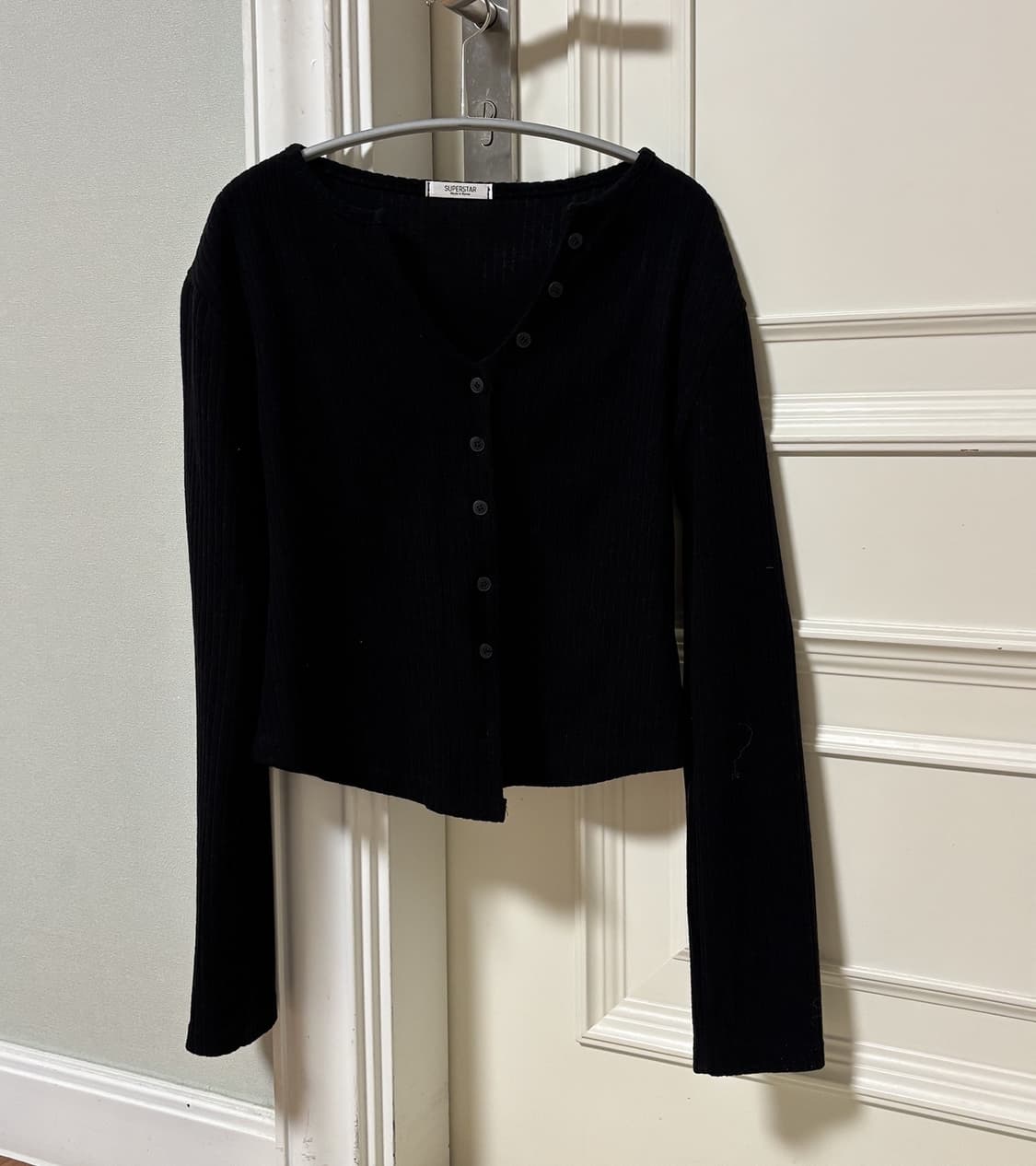 나이니 골지 긴팔 가디건 티셔츠(블랙) 상품이미지1