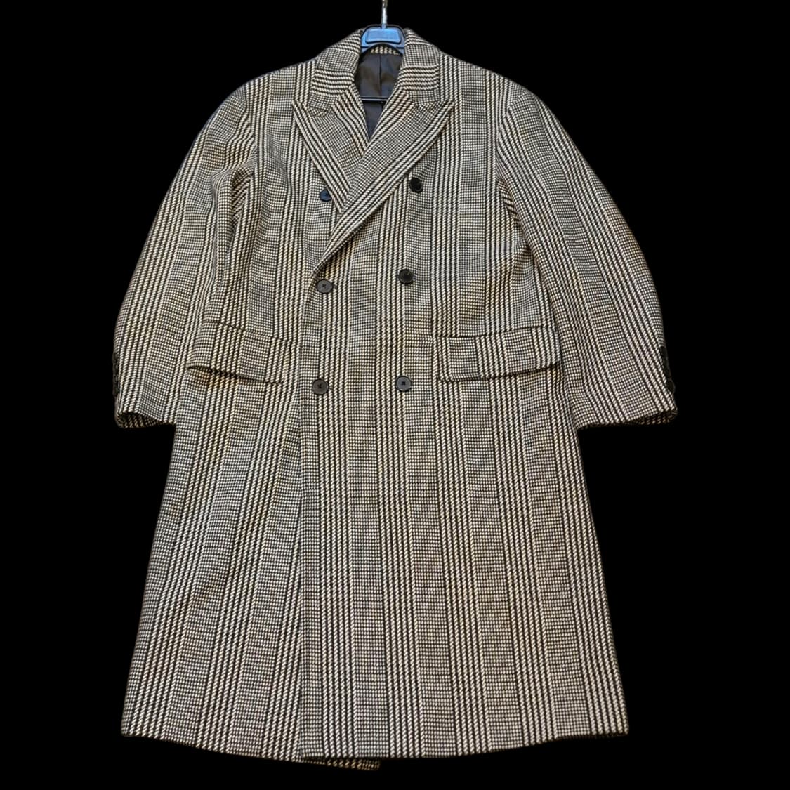 실사이즈-L(착샷잇음) 글렌체크 더블롱코트  상품이미지1