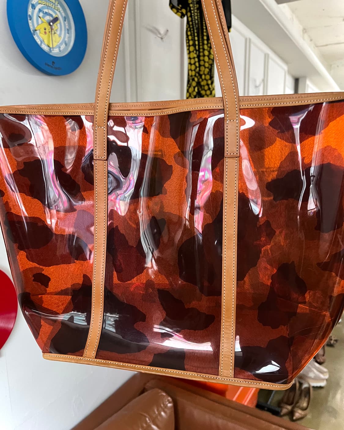 Vtg Real Cowhide Leather & PVC Camo Bag 상품이미지5