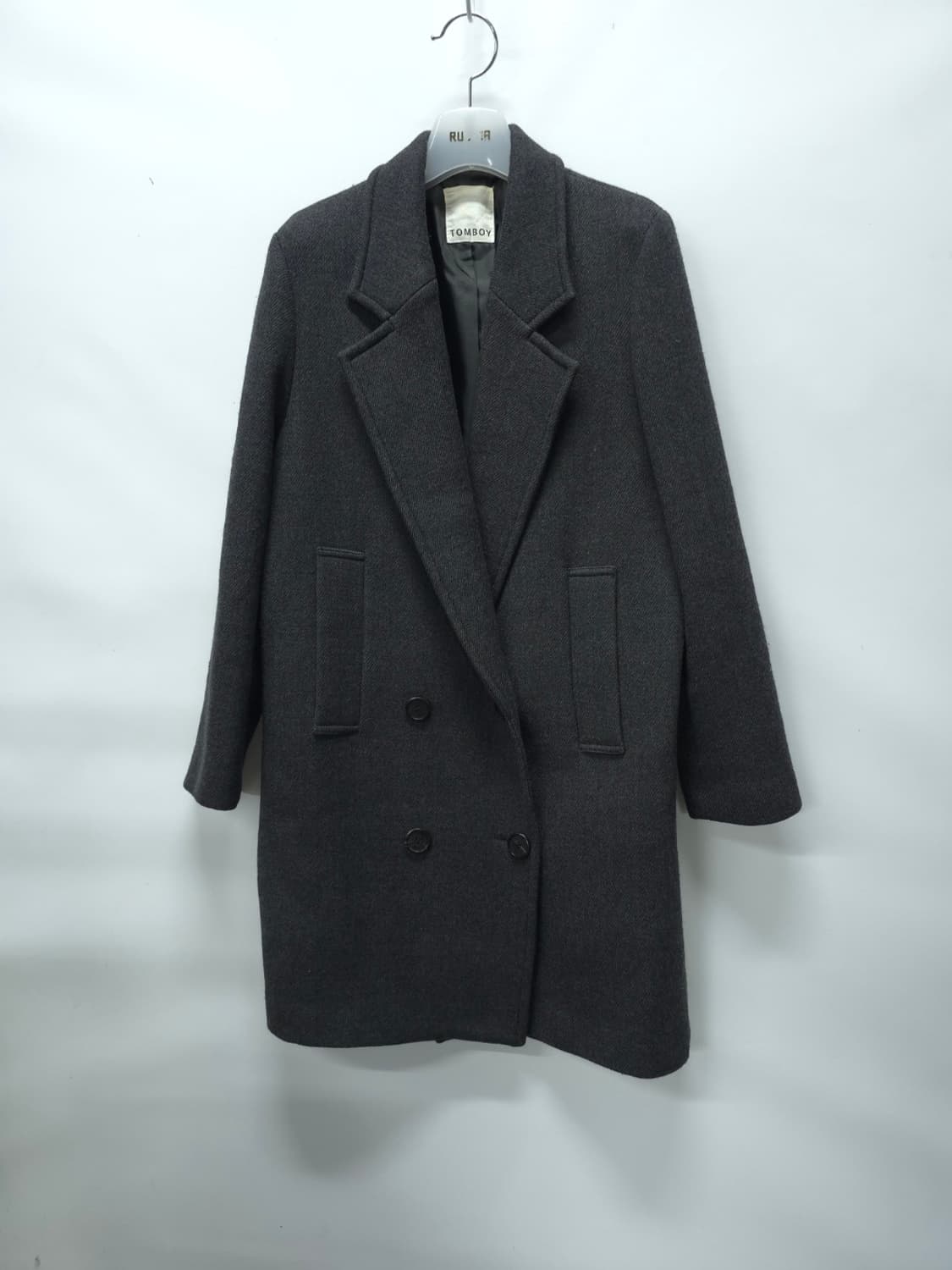 톰보이 여성 울100% 다크그레이 더블 버튼 코트(66) 상품이미지1