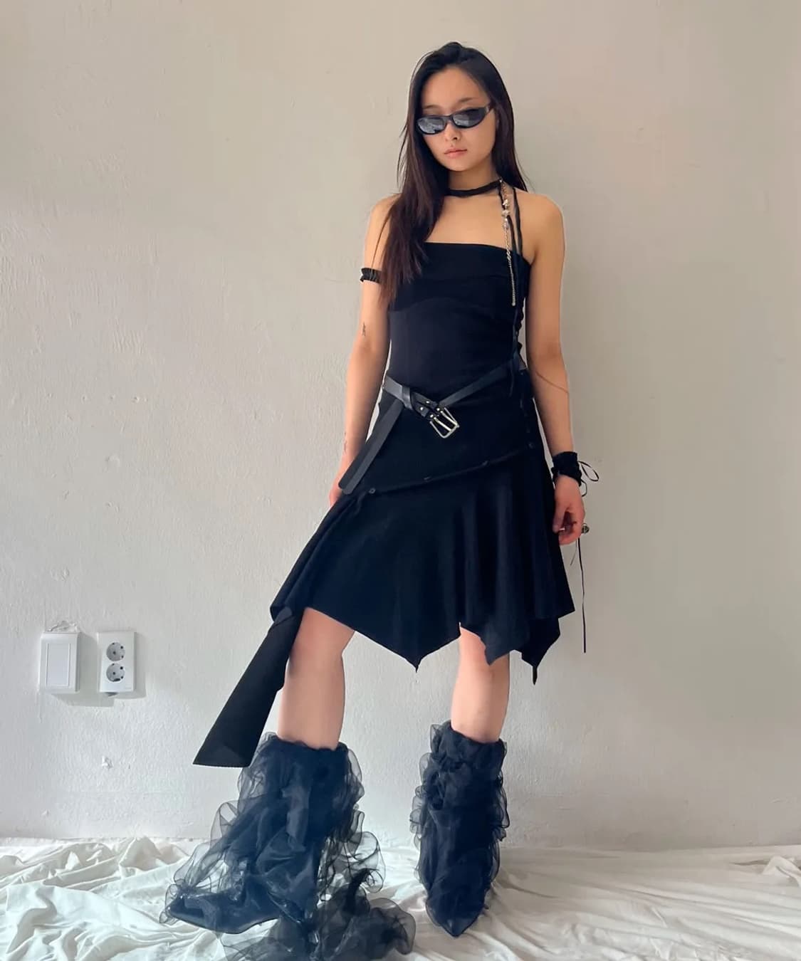 나체 미디원피스 뷔스티에 레이어드 드레스 상품이미지5