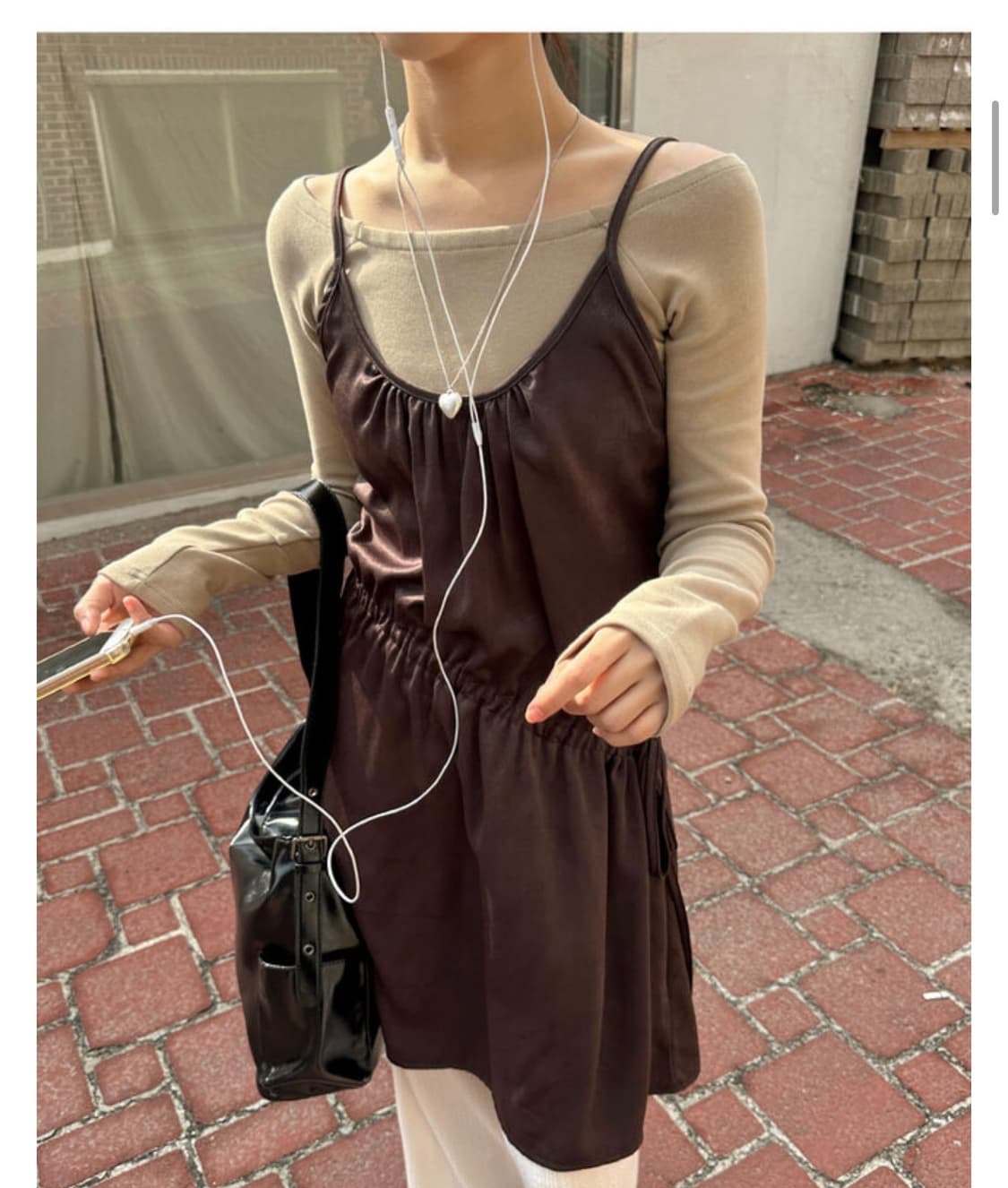 데일리쥬 센텐스 언발 스트링 레이어드 끈 원피스 상품이미지1