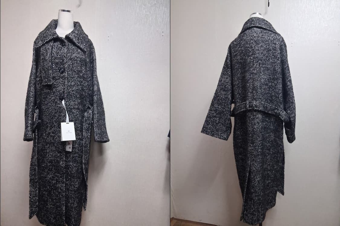 여성 두터운 양모 헤링본 롱코트 7788크기 새제품 상품이미지3