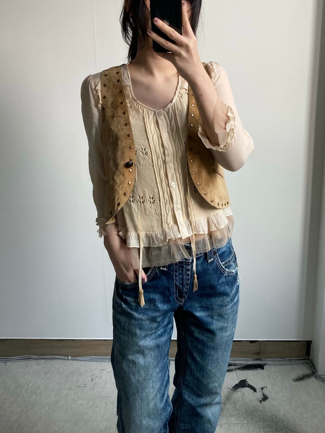 니트 프릴 블라우스 상품이미지2