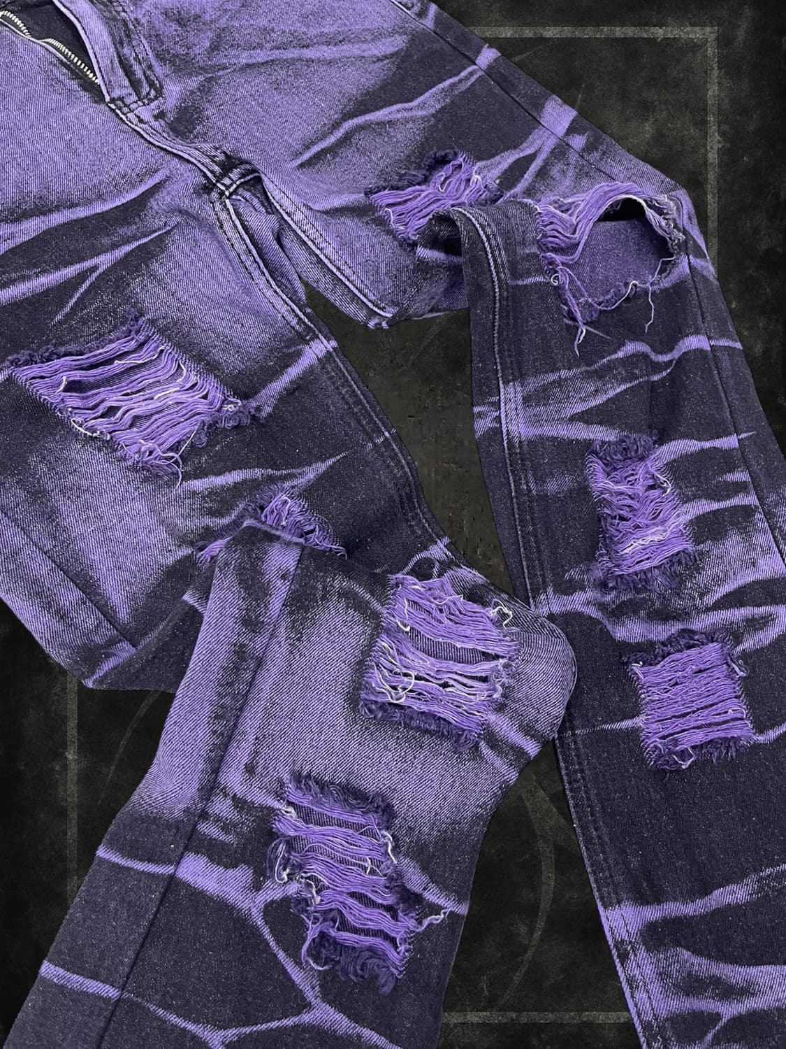 mixed color washing damaged denim pants 상품이미지3