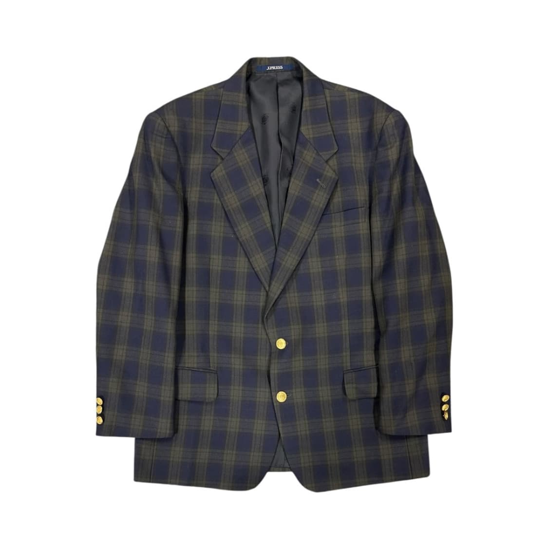 M) 제이프레스 네이비 타탄체크 금장 울 블레이저 OB-008 상품이미지1
