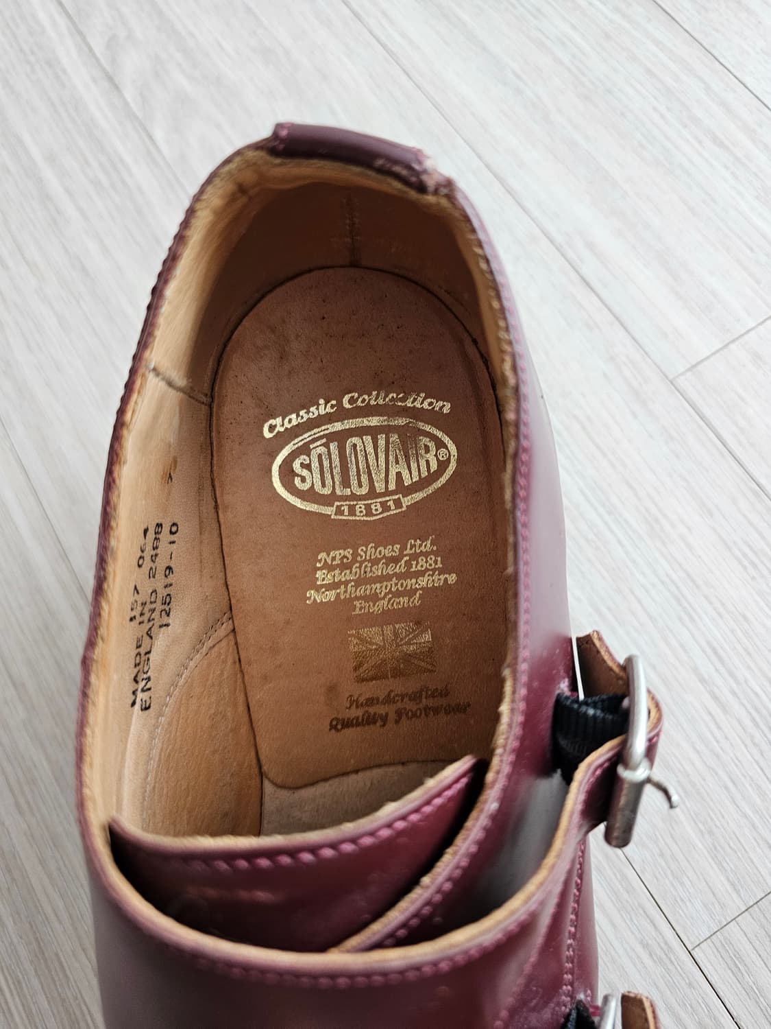 Solovair 솔로베어 더블버클 남성용 버건디 가죽로퍼 상품이미지4