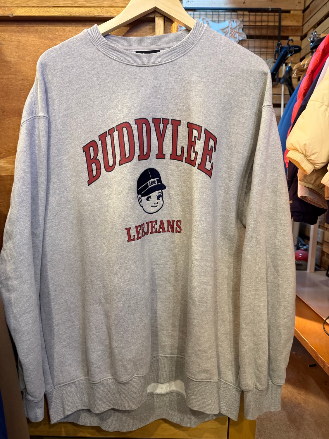 리 프린팅 그레이 맨투맨 상품이미지1