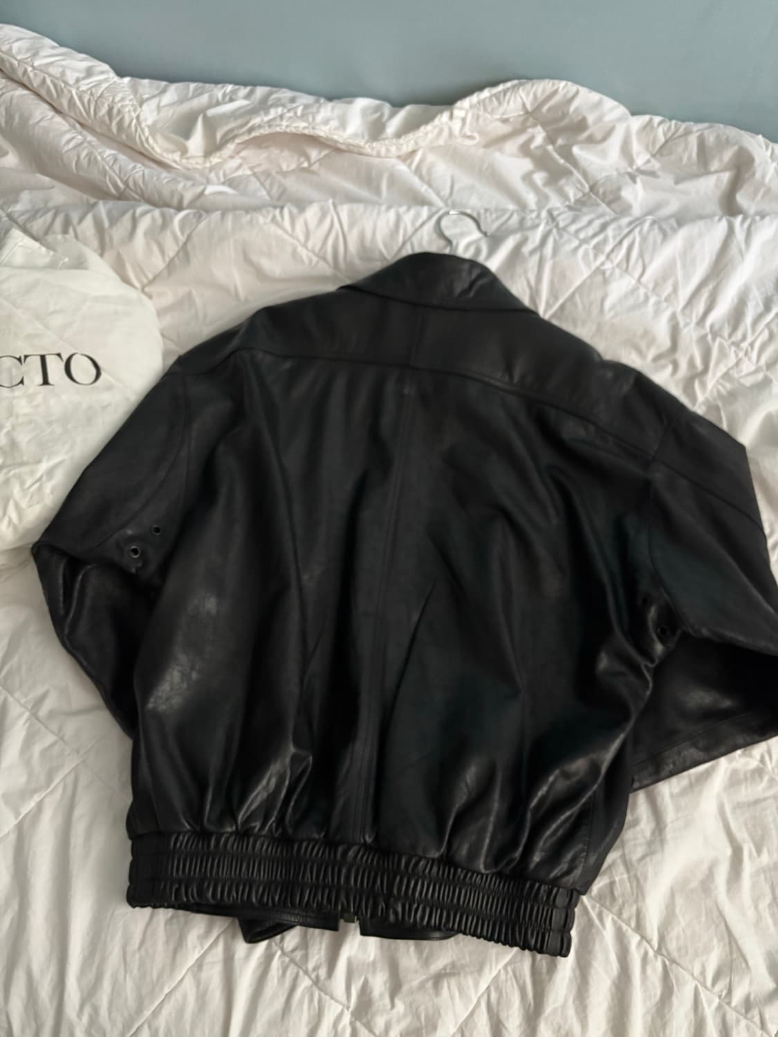 [S] 렉토 빈티지 크랙 이펙트 하이넥 레더 점퍼 상품이미지4