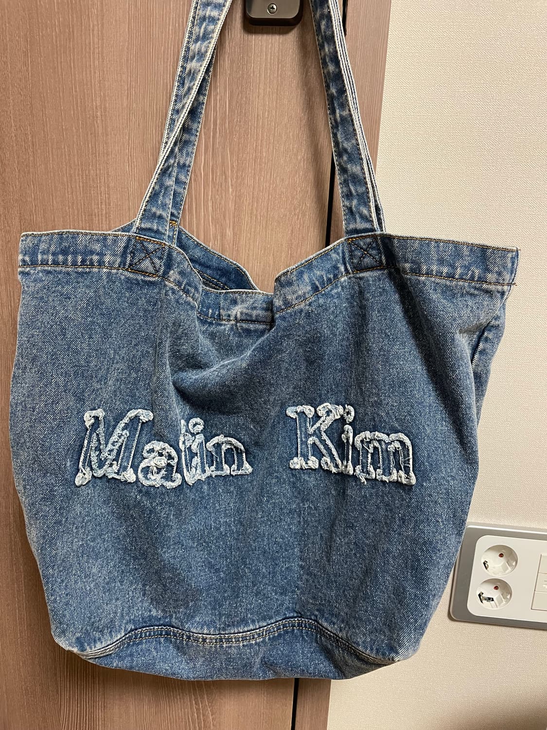 마뗑킴 로고 워시드 데님 토트백 블루 데님백 상품이미지2