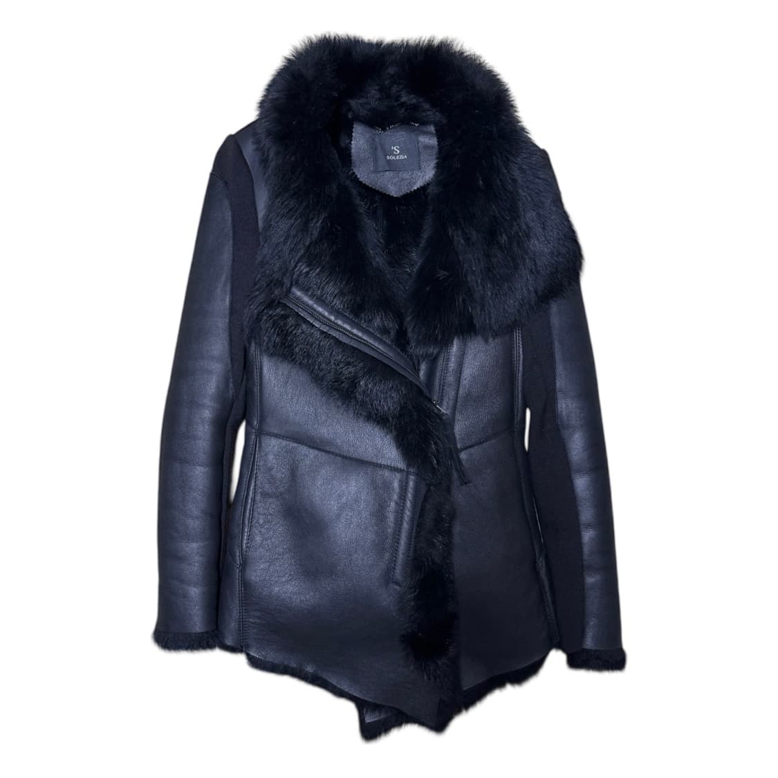 올블랙 레더 퍼 무스탕 상품이미지2