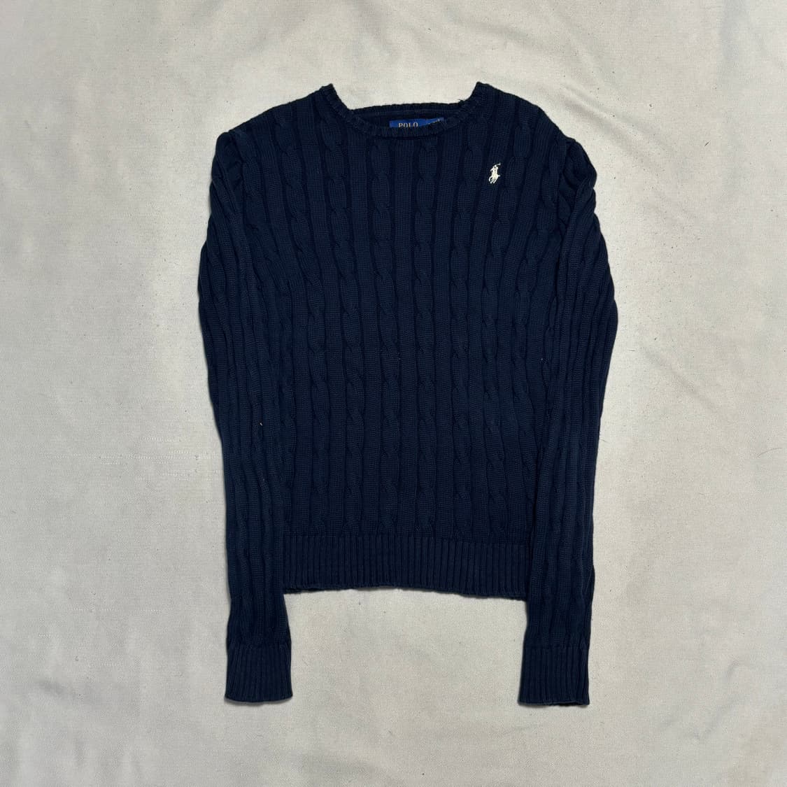 S 폴로랄프로렌 화이트 포니 여성용 네이비 케이블 니트 상품이미지2