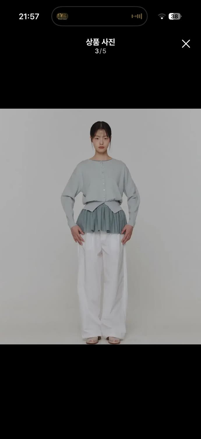 아모멘토 라운드 슬리브 쉬어드 가디건 민트 상품이미지3