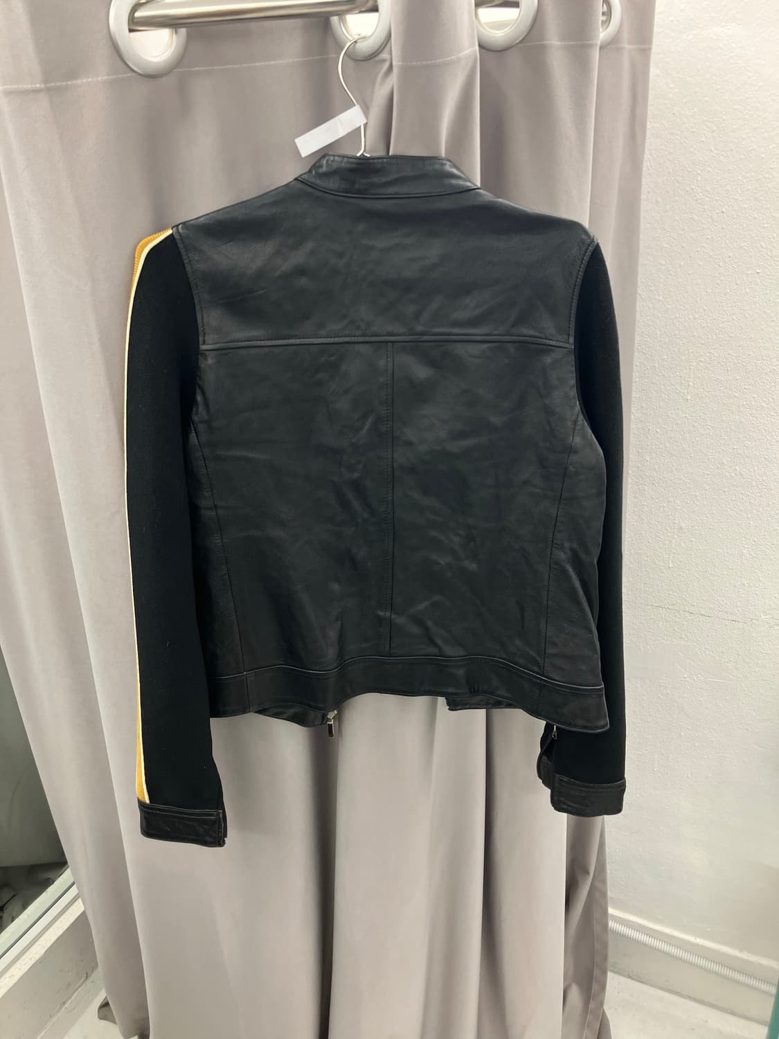 배색 패널 레더 자켓 상품이미지4