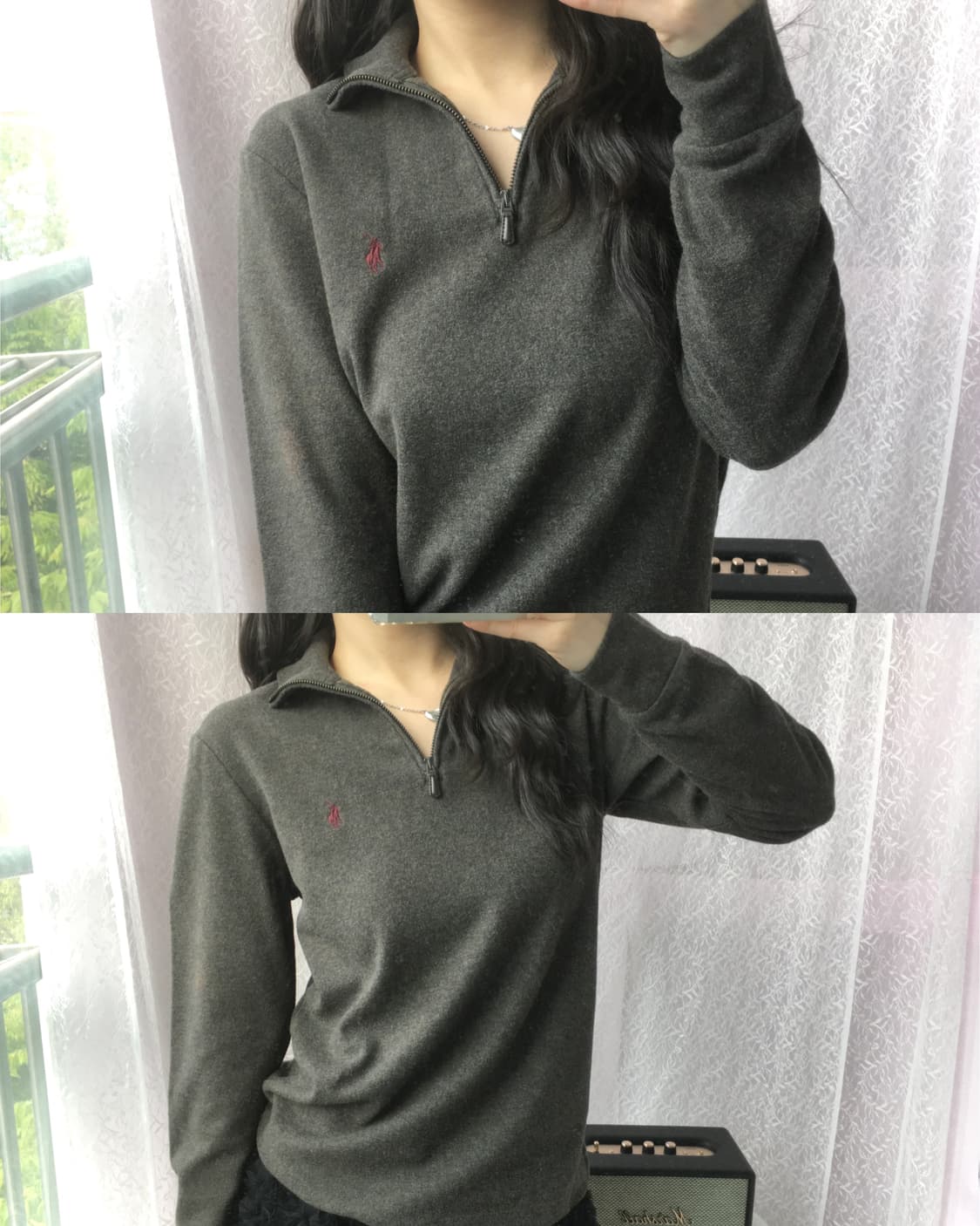 Polo charcoal half-zip knit 상품이미지2