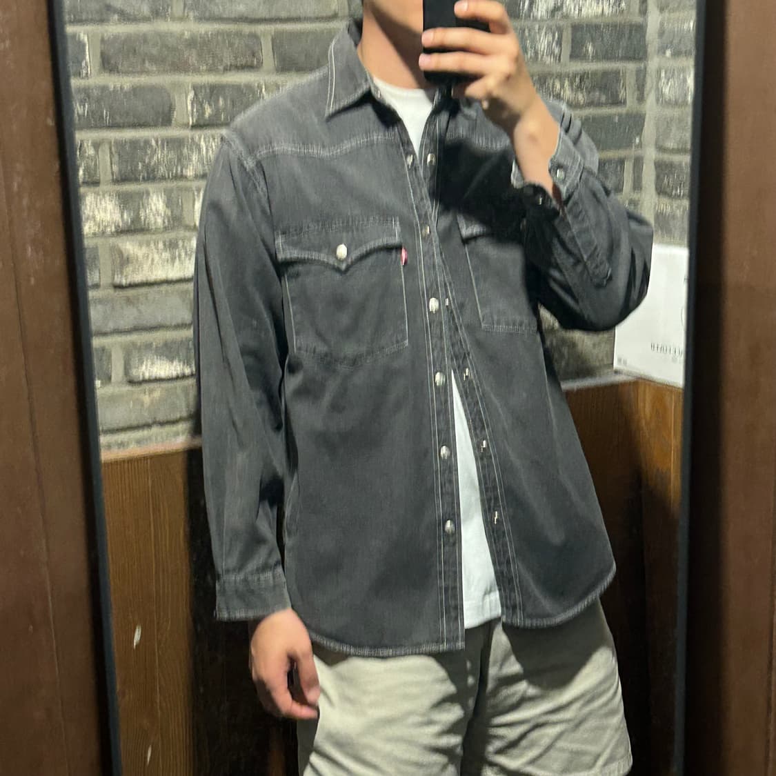 M) 리바이스 투포켓 웨스턴 블랙 데님 셔츠 90s 상품이미지9