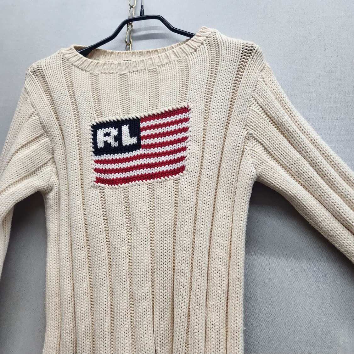 폴로진스 빅로고 성조기 골지 코튼 니트 M(S~M) 상품이미지3