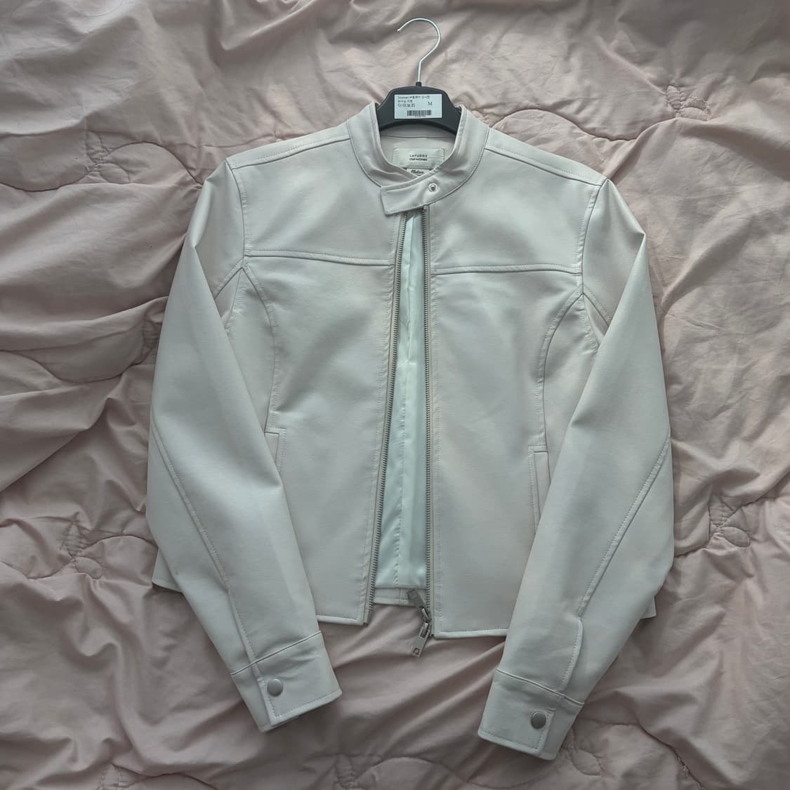 라퍼지 포 우먼 버핑 레더 인시전 자켓 아이보리 상품이미지1