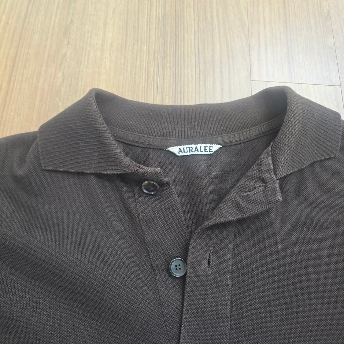 (4) 오라리 슈퍼파인 pk카라 반팔 티셔츠 브라운 상품이미지2