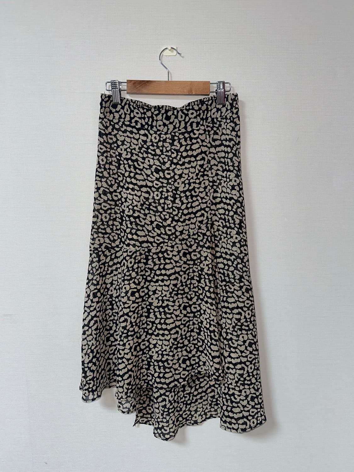 빈티지 호피 언발란스 레이어드 미디 스커트 상품이미지5