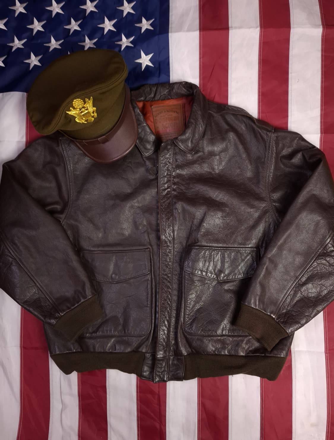 오리지날 90's 일본판 도그파이터 A-2 미공군 리얼레더 항공자켓 상품이미지1