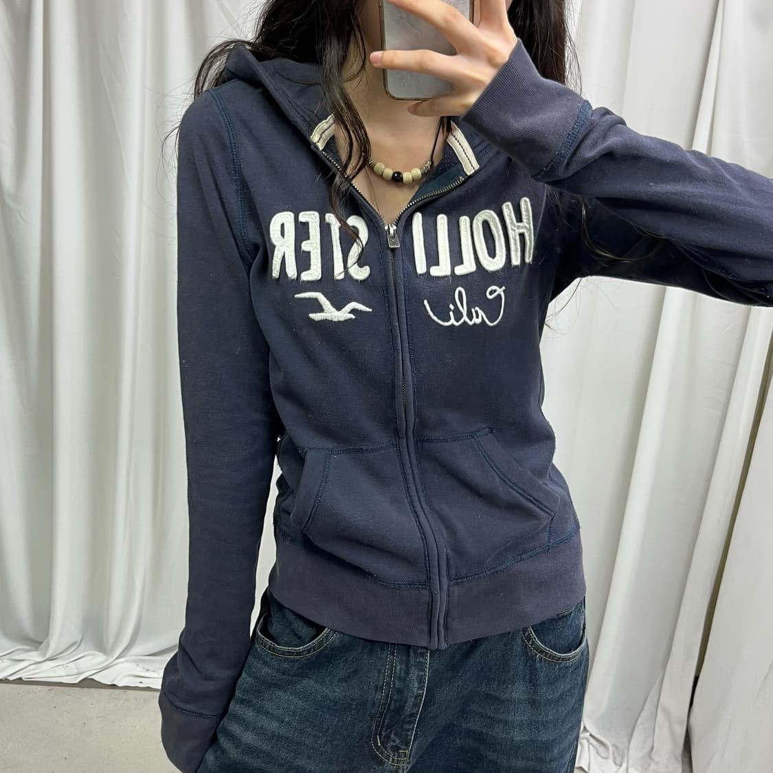 Hollister navy hood zip-up 상품이미지3