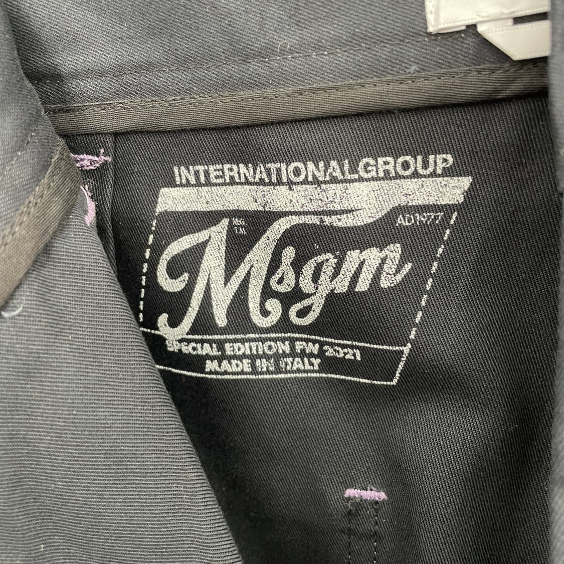  MSGM 블랙 퍼플 스티치 카고 팬츠 바지 상품이미지8