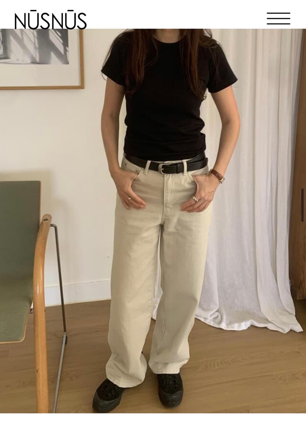 (새상품) 누스누스 nusnus 베이지데님 팬츠 상품이미지2