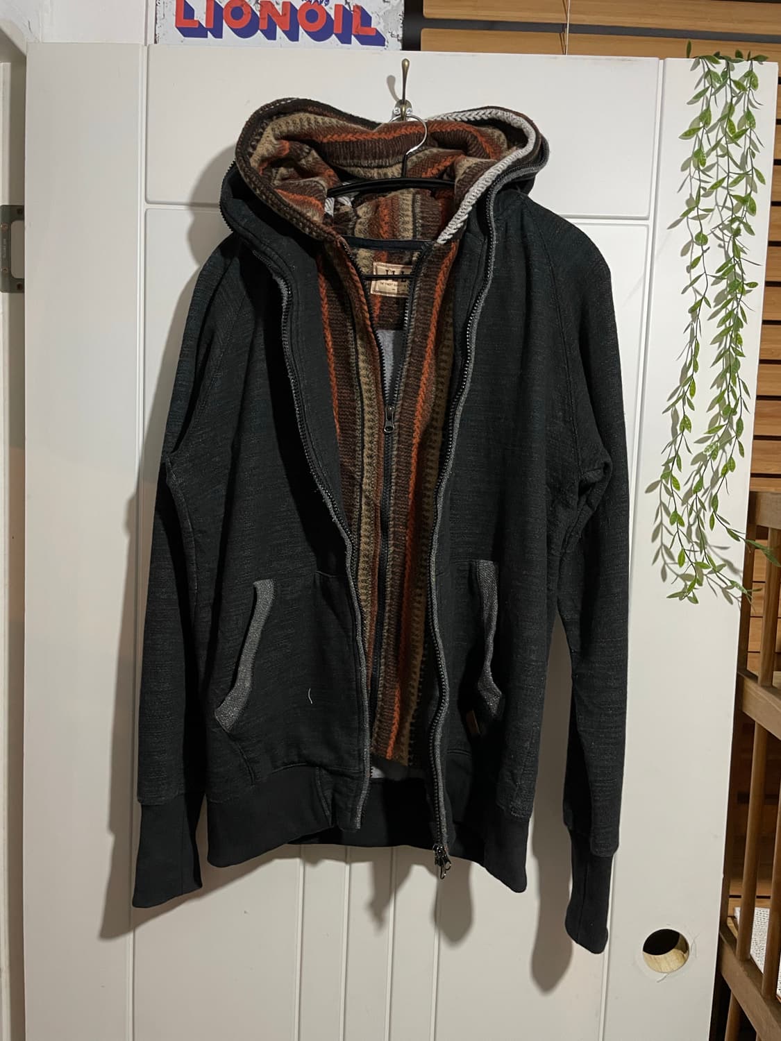 JPN vtg 에스닉 더블 후드 집업 상품이미지1