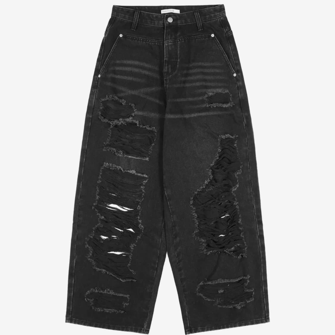 팬시클럽 워시드 데미지 데님 팬츠 (BLACK) size1 상품이미지4