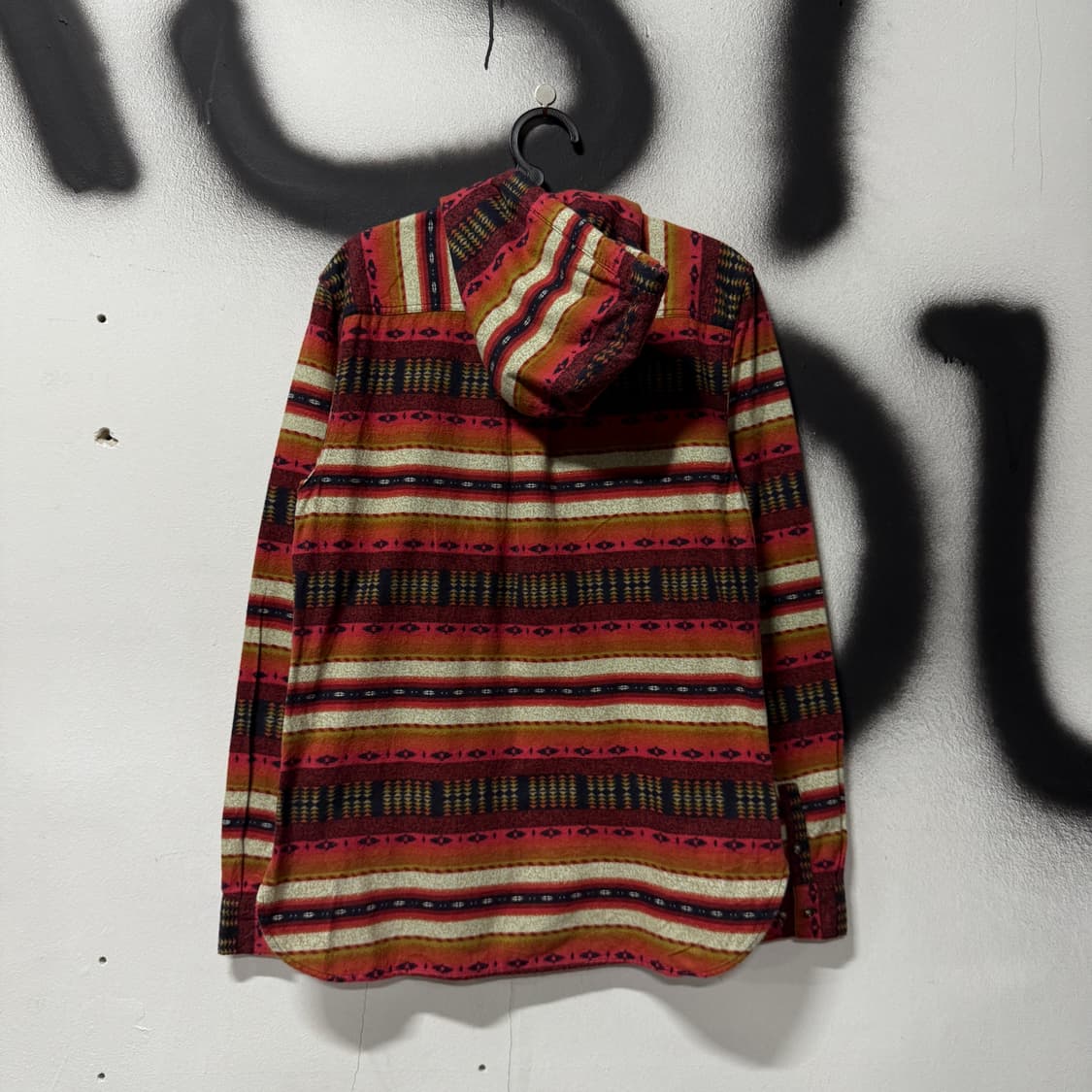 VTG 빈티지 에스닉 스트라이프 패턴 원포켓 후드 긴팔 셔츠 상품이미지2