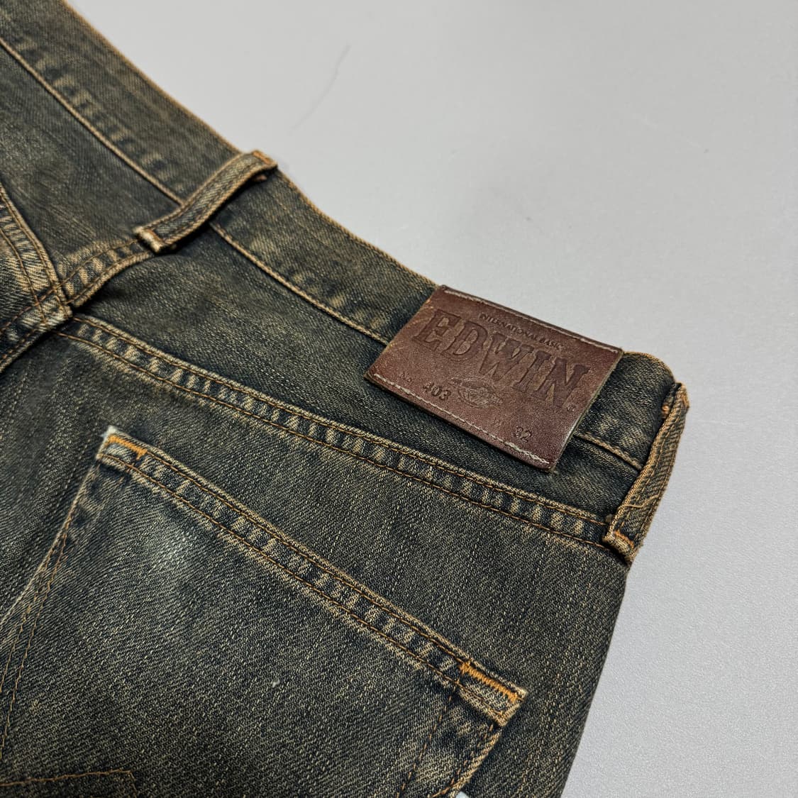 에드윈(EDWIN) 403 미디엄블루 샌드 워싱 스트레이트 데님 팬 상품이미지5