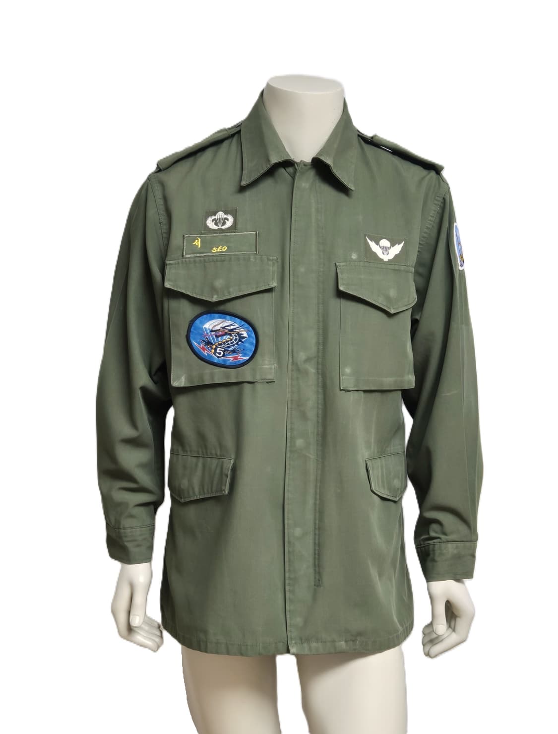 육군 구형 5공수특전여단 중위 민무늬 야전상의 전투복 상의 자켓 (XL) 상품이미지1