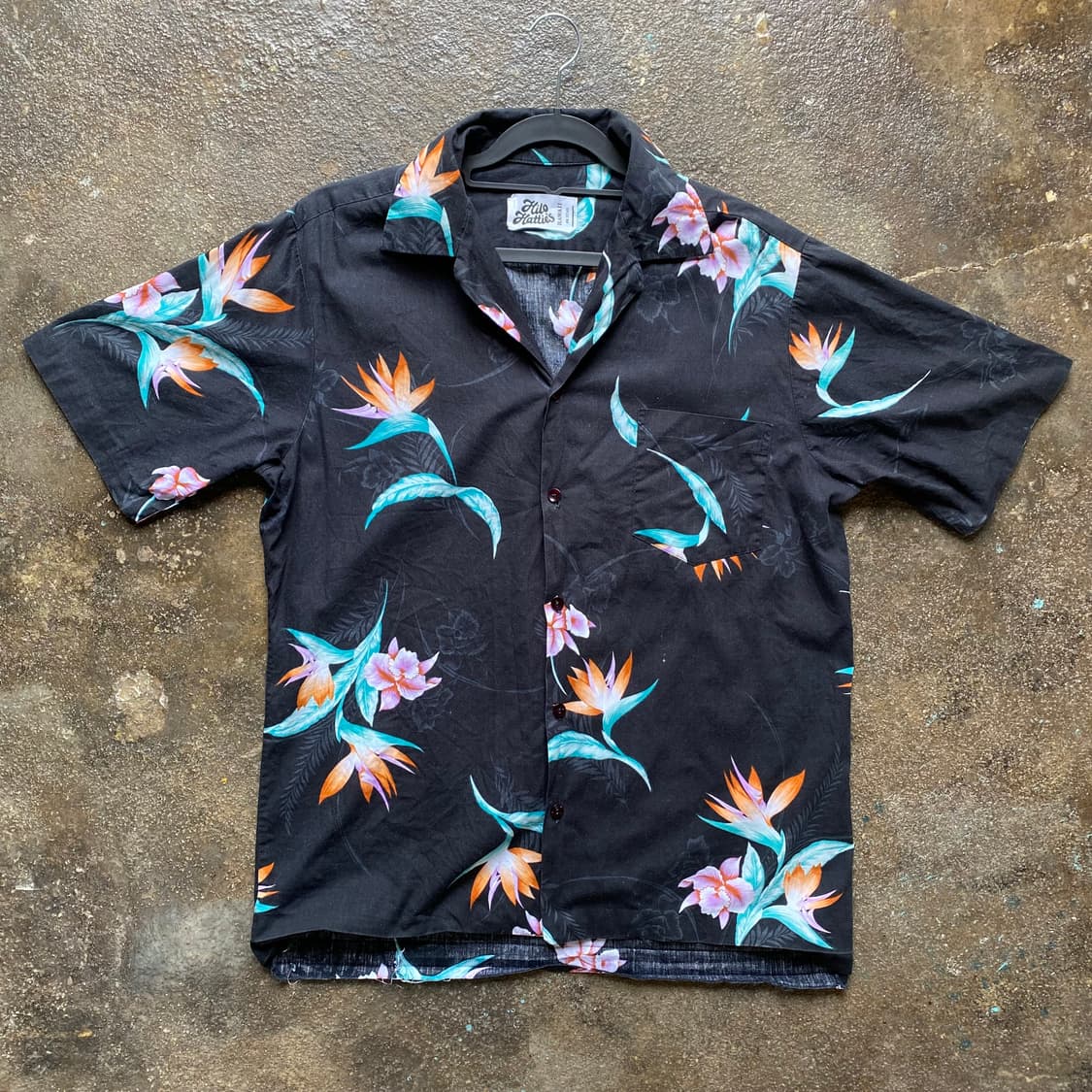 빈티지 하와이안 셔츠 블랙 꽃무늬 상품이미지1