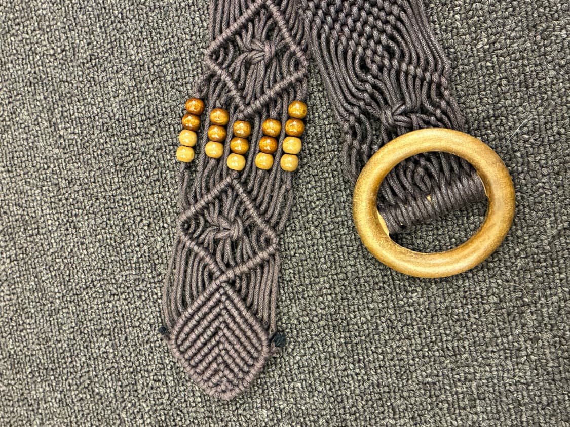 Japanese vintage Mori 보헤미안 비즈 디테일 갈색 벨트 상품이미지3