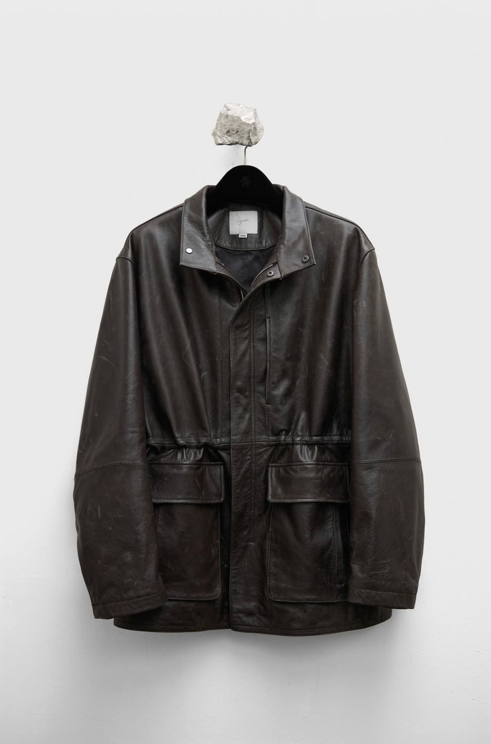 유스 하이넥 레더 하프코트 M 상품이미지2