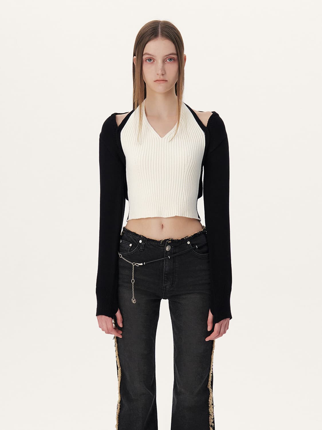 구해요 유즈 홀터 니트 탑 레이어드 볼레로 상품이미지1