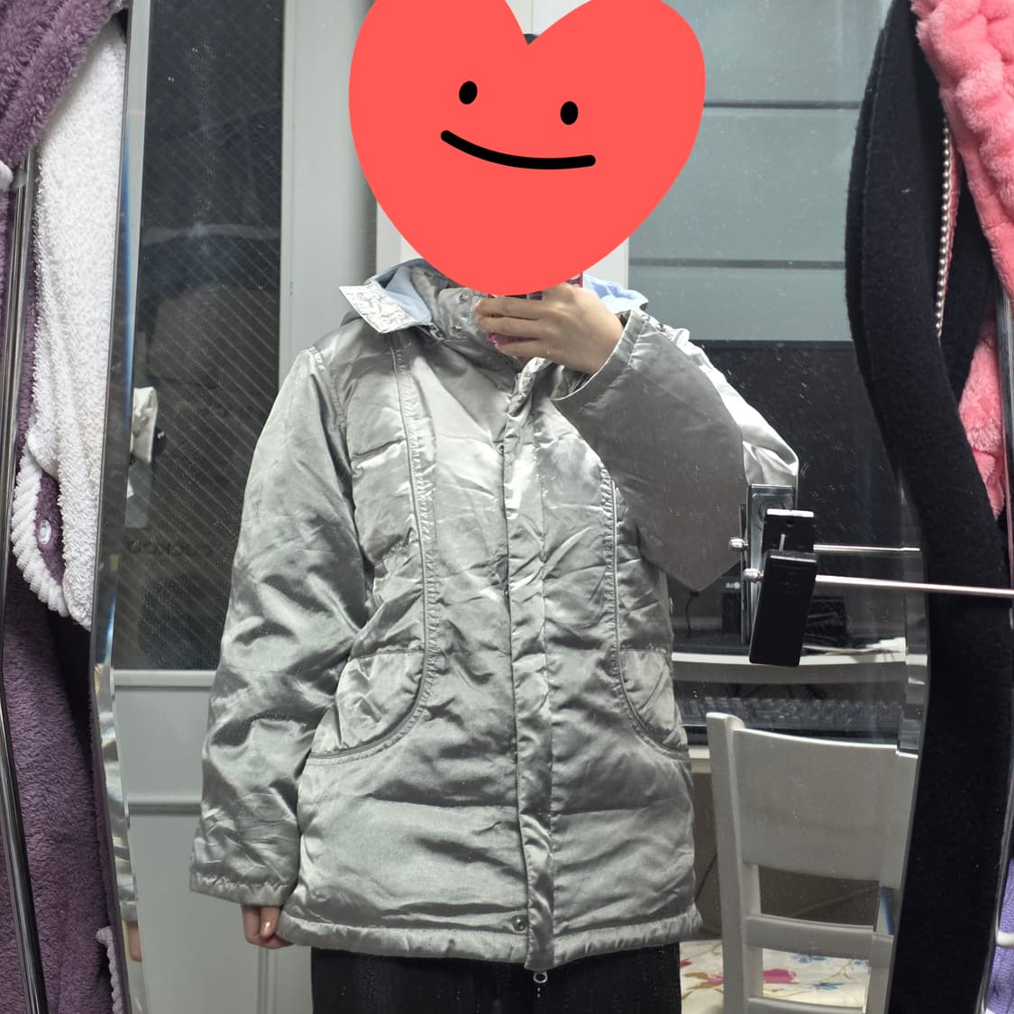 GAP) 일본판 빈티지 실버 오네갸루 오리털 후드 다운패딩 상품이미지3