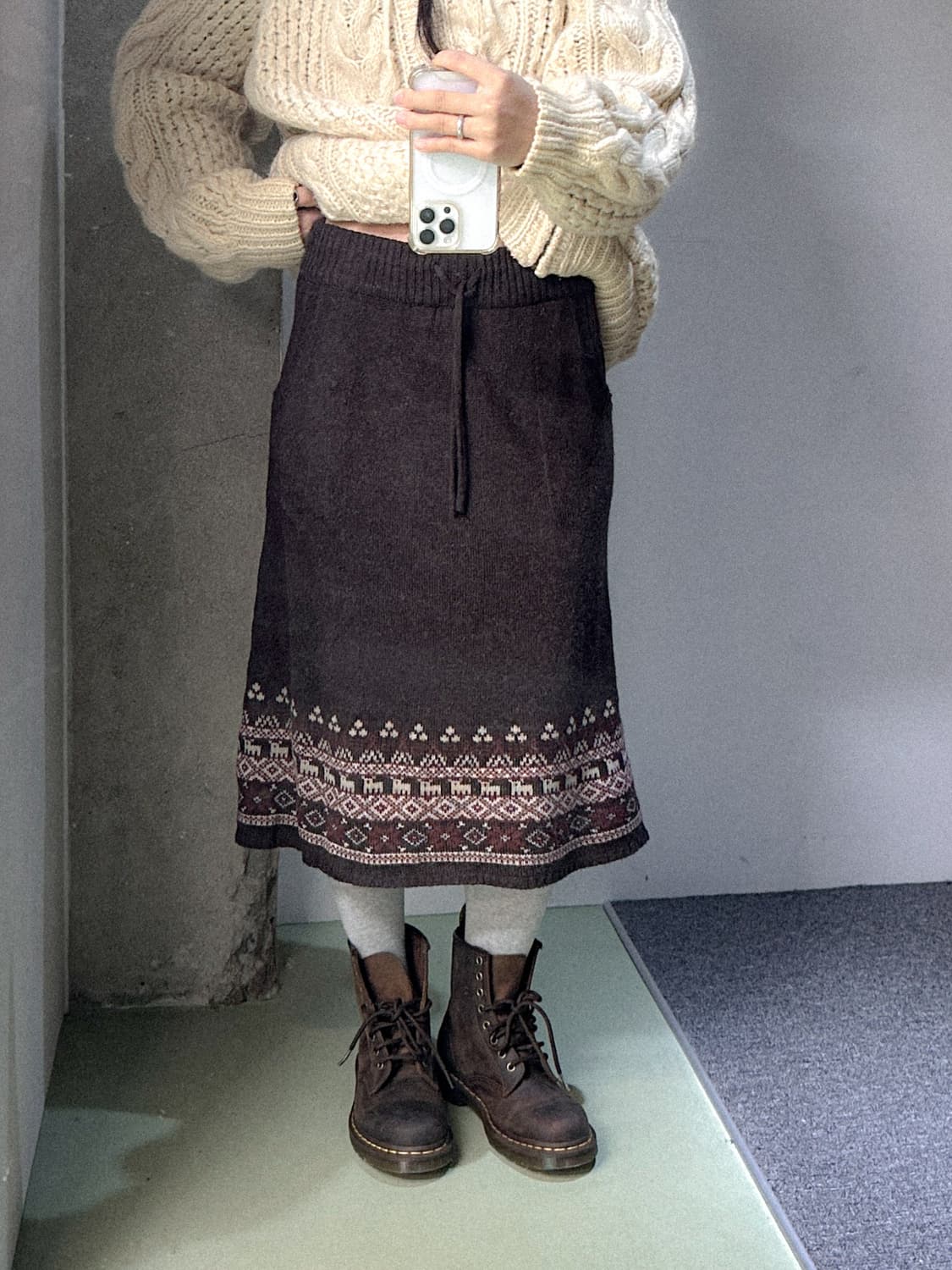 brown winter knit skirt 상품이미지5