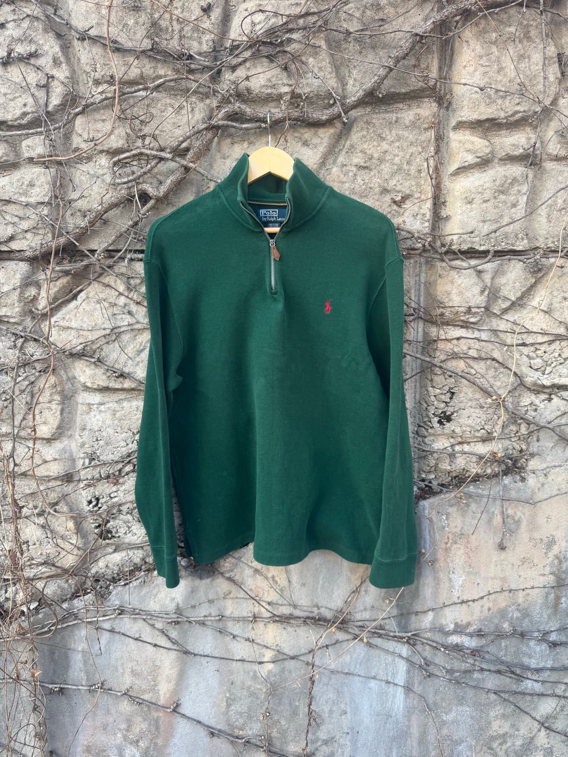 폴로 랄프로렌 빈티지 하프 집업 니트 스웻 셔츠 그린 상품이미지1