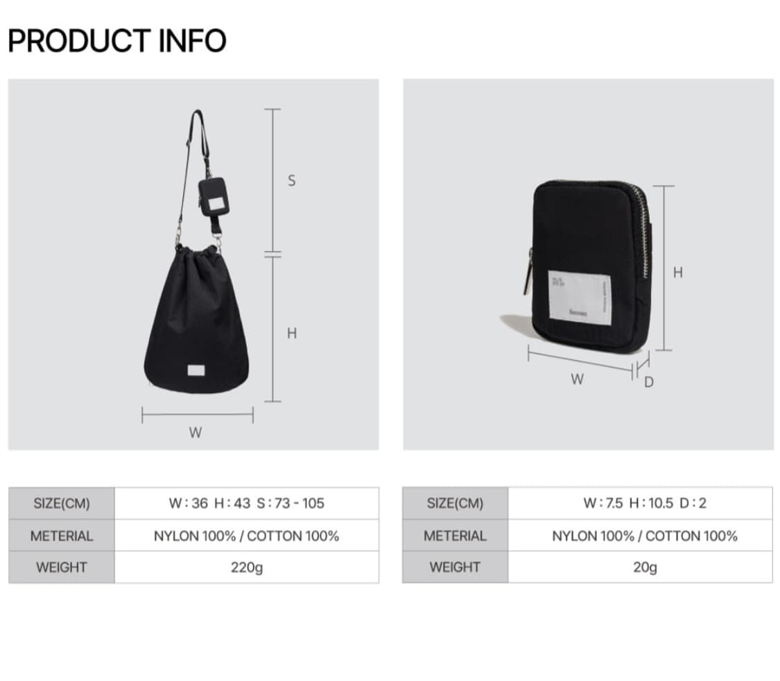 페넥 블랙 슬링백 + 미니 파우치 세트 크로스백 상품이미지10