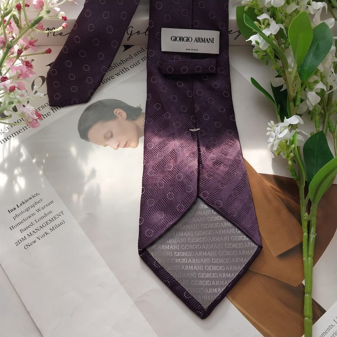 조르지오 아르마니 실크 퍼플 패턴 넥타이 9.2cm A+등급 K1747
 상품이미지7