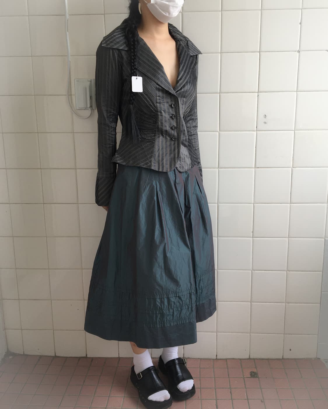 Stripe pattern glossy jacket 상품이미지5