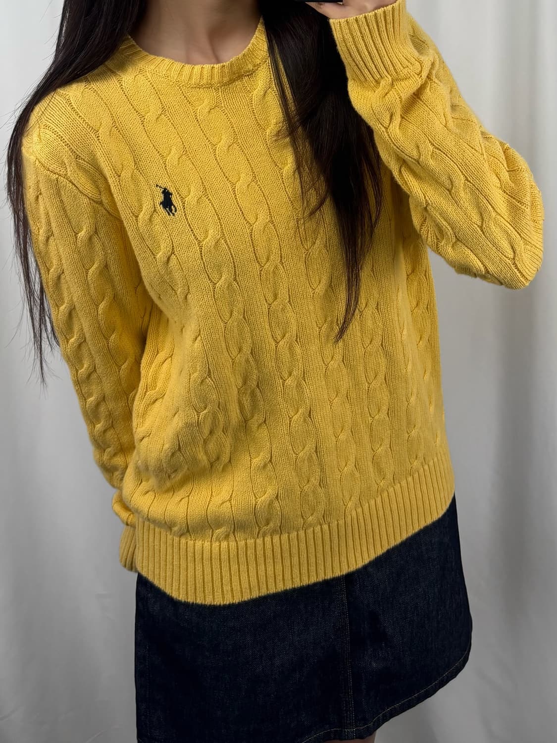 폴로 옐로우 코튼 꽈배기 니트 상품이미지3