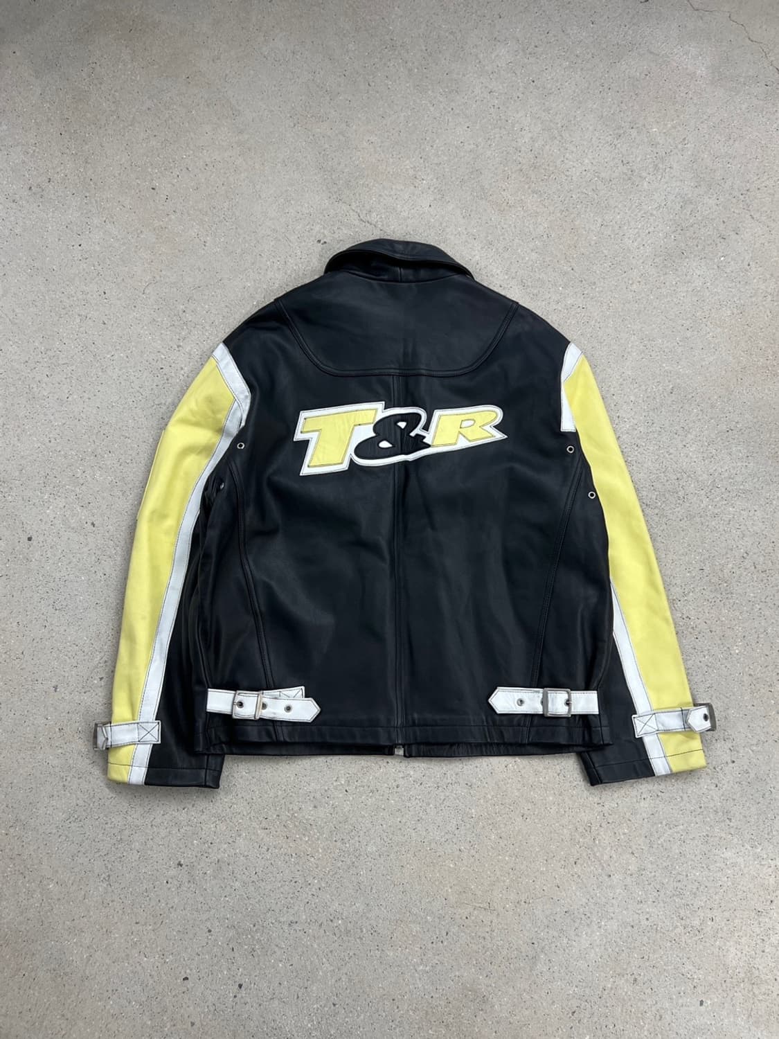 티피코시 빅로고 배색 카우 레더 자켓 상품이미지1